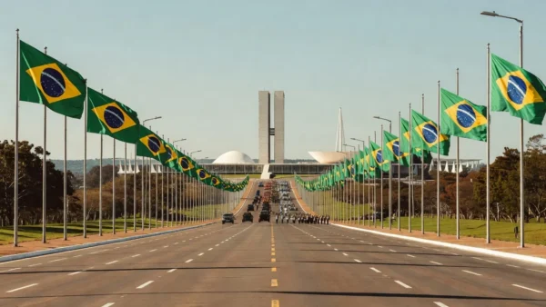 Desfile de 7 de Setembro na Esplanada dos Ministérios em Brasília com bandeiras