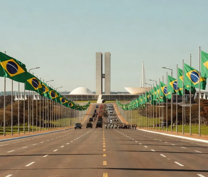 Desfile de 7 de Setembro na Esplanada dos Ministérios em Brasília com bandeiras