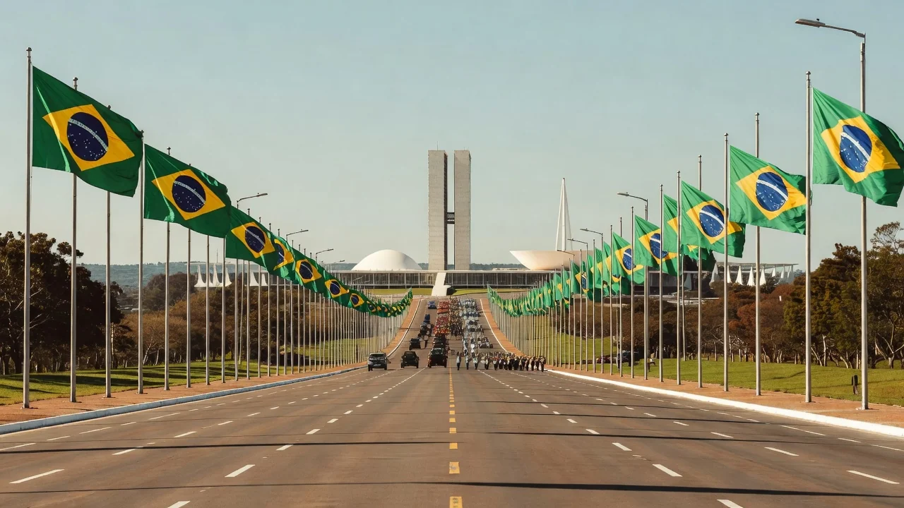 Desfile de 7 de Setembro na Esplanada dos Ministérios em Brasília com bandeiras