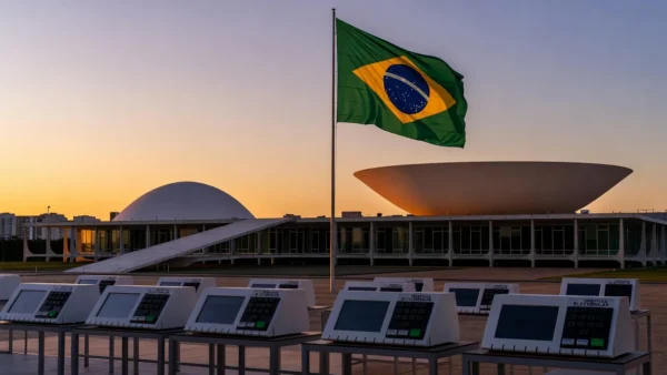 Congresso Nacional em Brasília com urnas eleitorais no segundo turno no DF