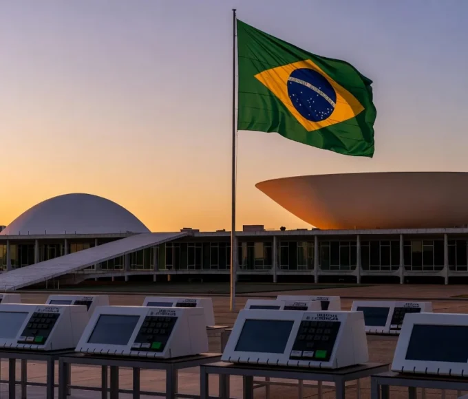 Congresso Nacional em Brasília com urnas eleitorais no segundo turno no DF